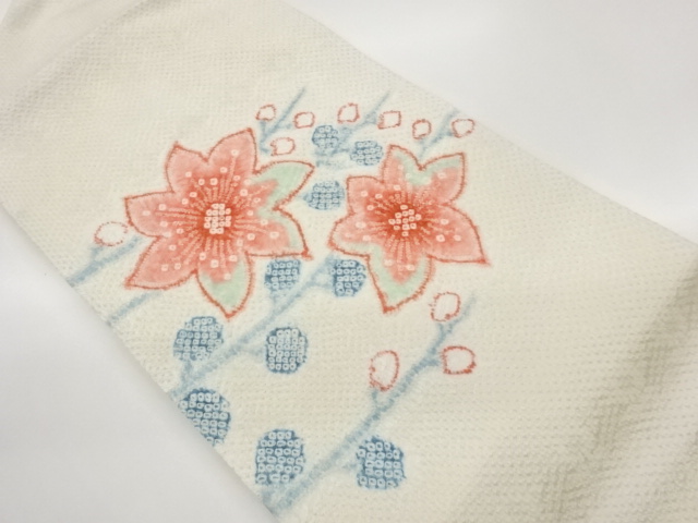 JAPANESE KIMONO / SHIBORI FLORAL PATTERN NAGOYA OBI